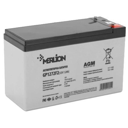 Акумуляторна батарея MERLION AGM GP1272F2 12V 7.2AH Акумуляторна батарея MERLION AGM GP1272F2 12V 7.2AH