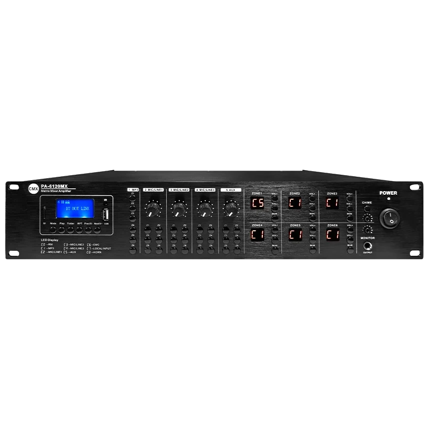 Матричний мікшуючий підсилювач CMX PA-6120MX 6 зон, 6*120 Вт, 19 Матричний мікшуючий підсилювач CMX PA-6120MX 6 зон, 6*120 Вт, 19