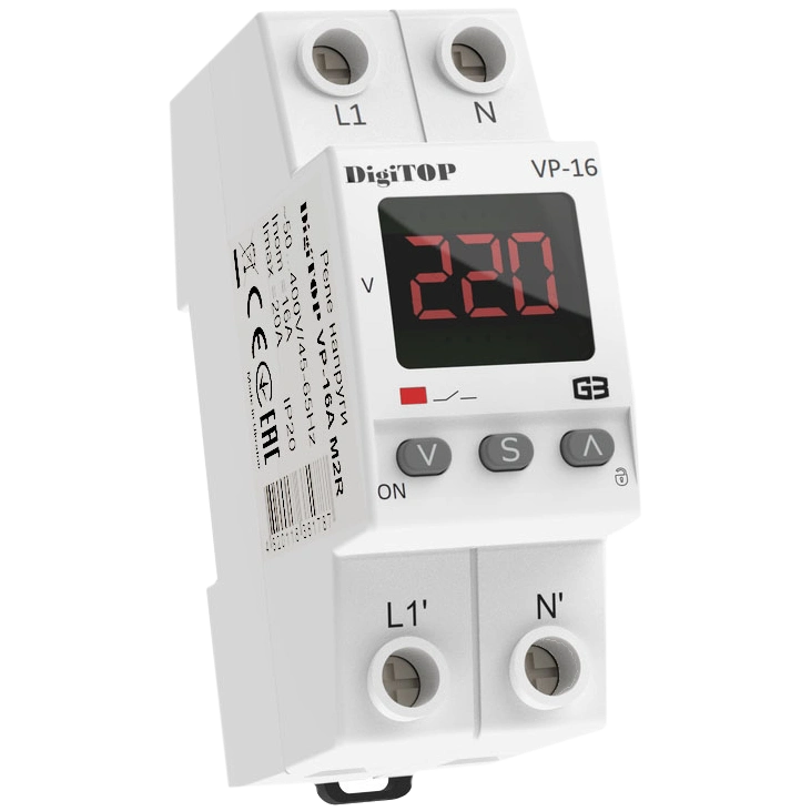 Реле напруги DigiTOP VP-16A M2R Реле напруги DigiTOP VP-16A M2R