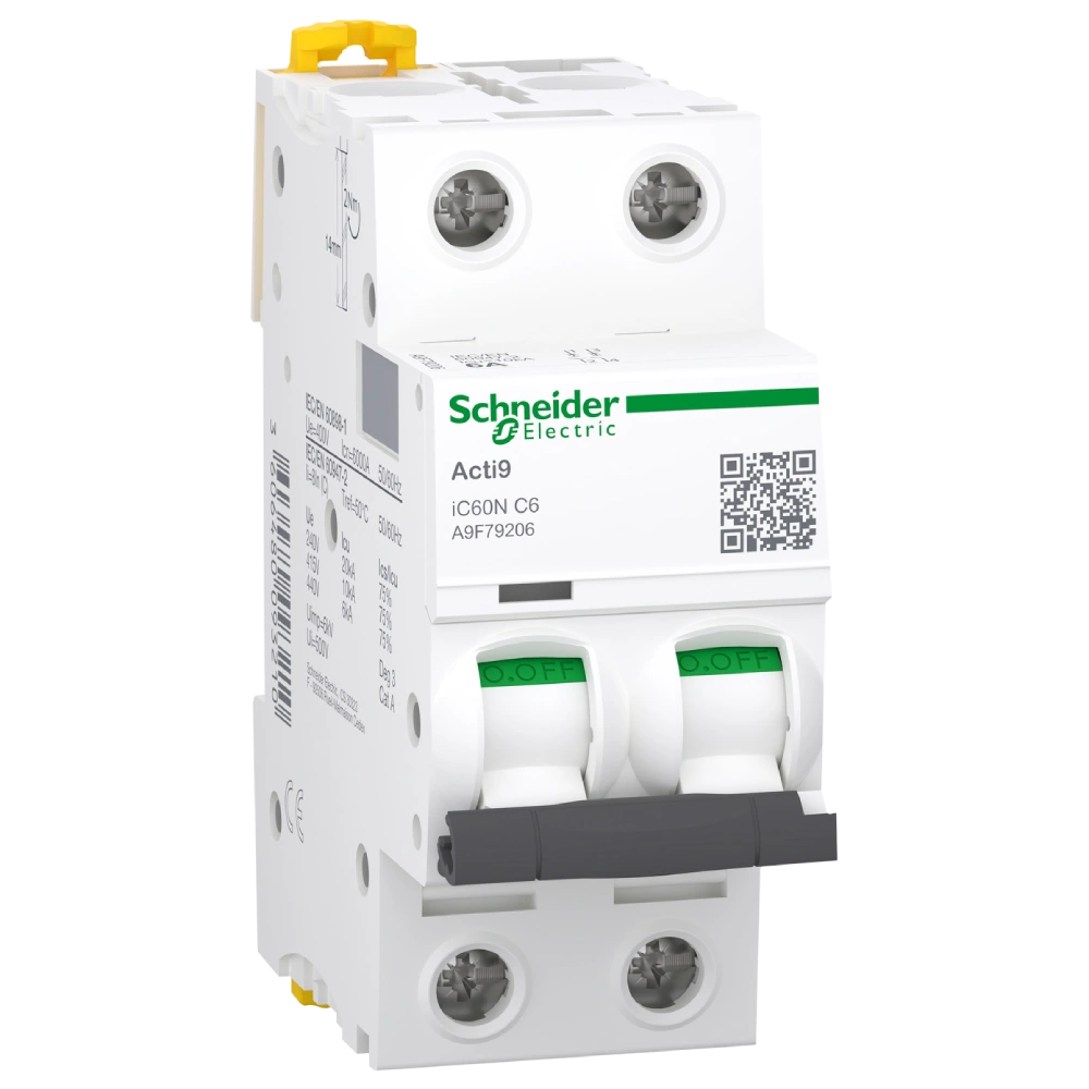 Автоматичний вимикач Schneider Electric A9F79206 Acti9 iC60 2P 6A C Автоматичний вимикач Schneider Electric A9F79206 Acti9 iC60 2P 6A C