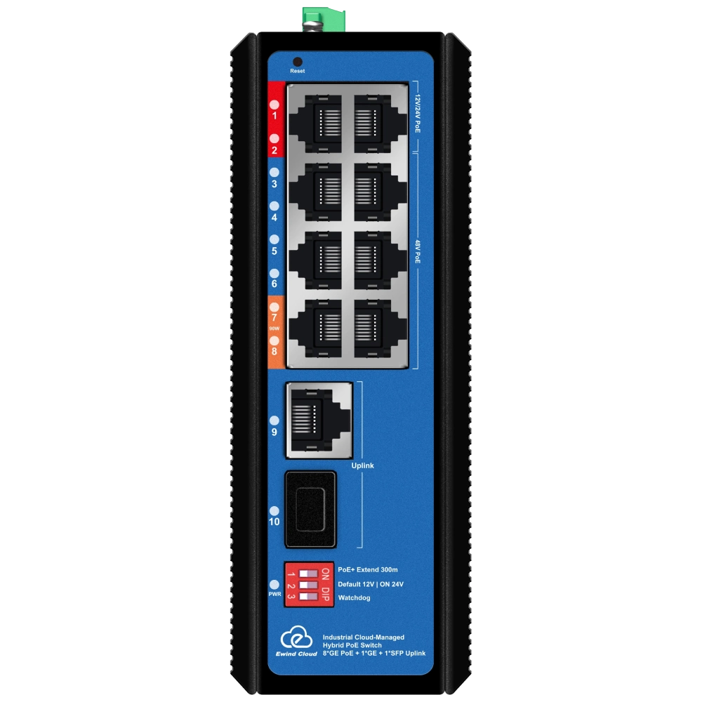 Комутатор 10 портів керований Ewind EW-EPIS3910SH-8GE AI PoE