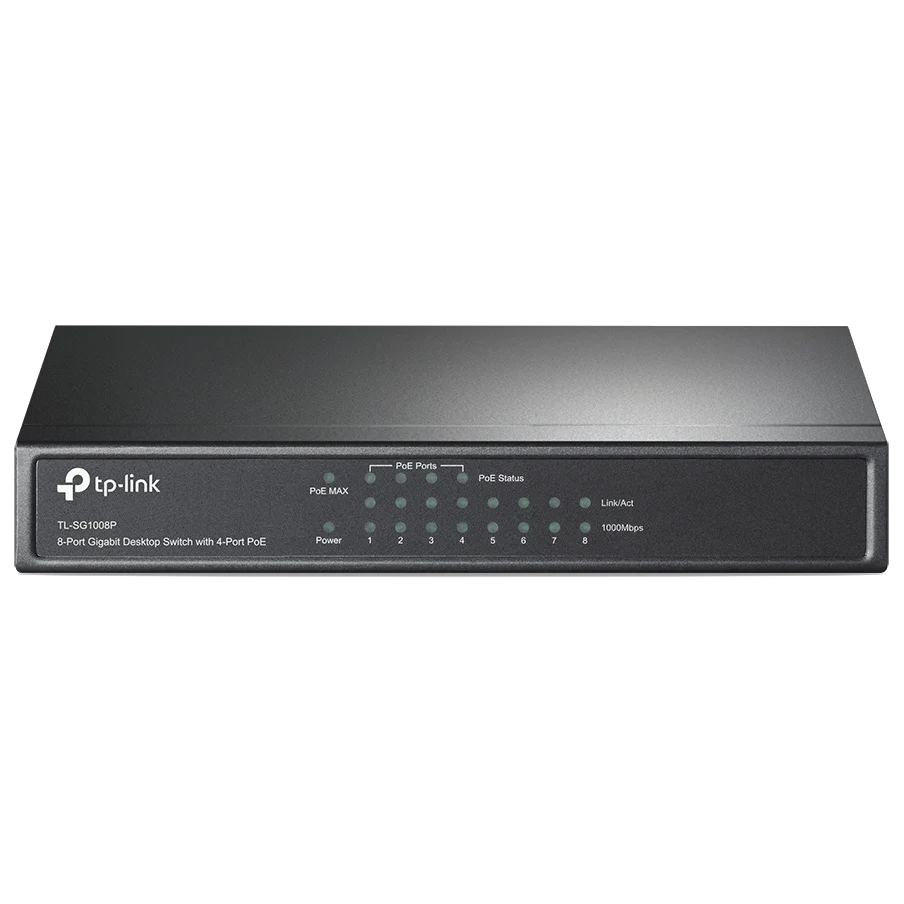 Комутатор 8 портів некерований TP-LINK TL-SG1008P 8xGE (4xPoE) 65.2Вт