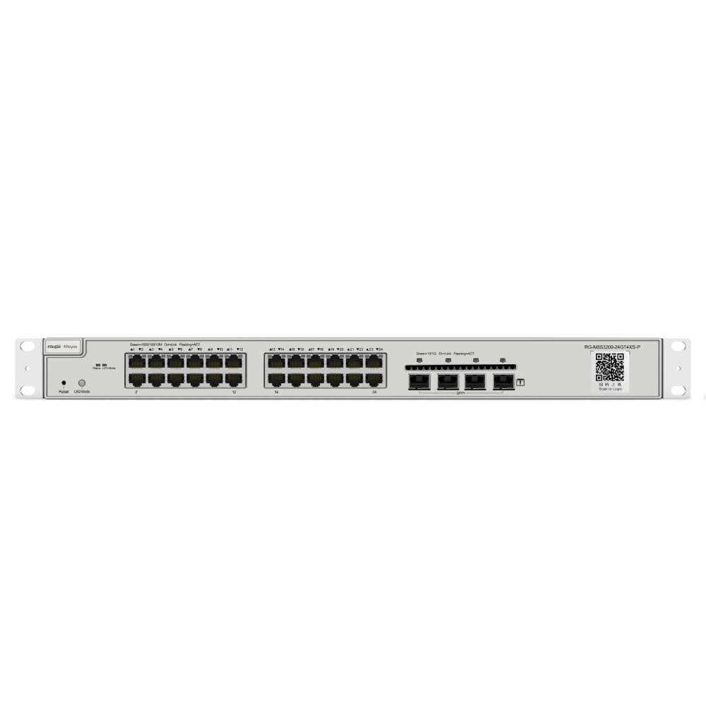 Комутатор 24 порти керований Ruijie RG-NBS3200-24GT4XS-P-V2 L2+ 10G POE