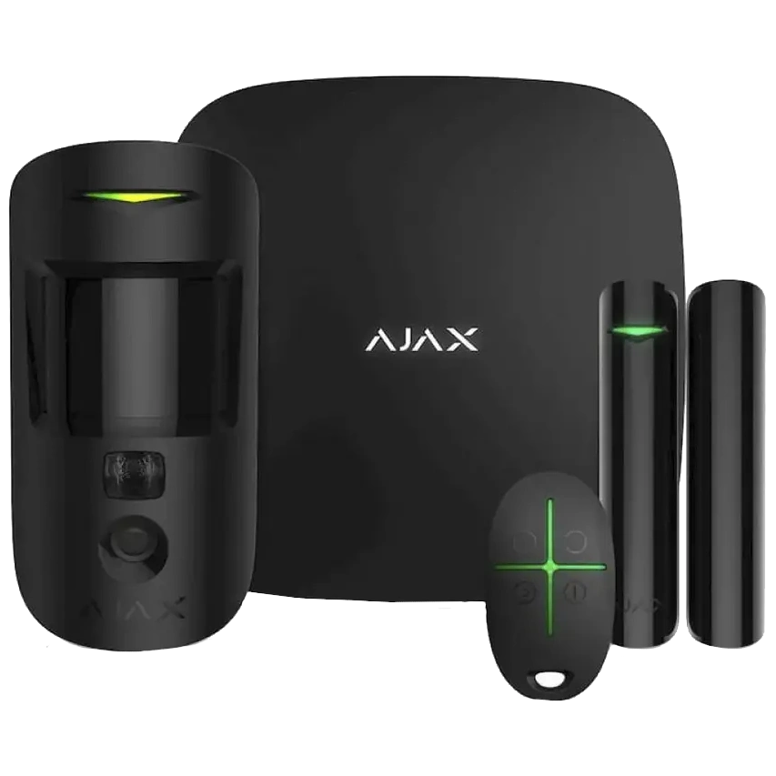 Комплект охоронної сигналізації Ajax StarterKit Cam HDR (8EU) UA black Комплект охоронної сигналізації Ajax StarterKit Cam HDR (8EU) UA black