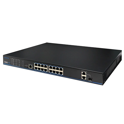 16 портів 10/100 Мбіт/с PoE+ 2 порти Gigabit RJ-45 (1 порт комбінований SFP) UTP3218TS-PSB 16 портів 10/100 Мбіт/с PoE+ 2 порти Gigabit RJ-45 (1 порт комбінований SFP) UTP3218TS-PSB