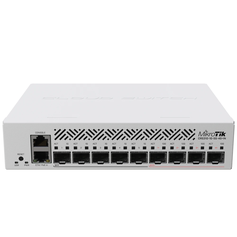 Коммутатор 9 портов управляемый MikroTik CRS310-1G-5S-4S+IN 10G SFP+ Коммутатор 9 портов управляемый MikroTik CRS310-1G-5S-4S+IN 10G SFP+