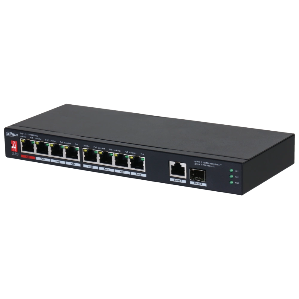 Комутатор 8 портів некерований Dahua DH-PFS3110-8ET1GT1GF-96 PoE Комутатор 8 портів некерований Dahua DH-PFS3110-8ET1GT1GF-96 PoE