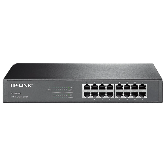 Комутатор 16 портів некерований TP-LINK TL-SG1016D Комутатор 16 портів некерований TP-LINK TL-SG1016D