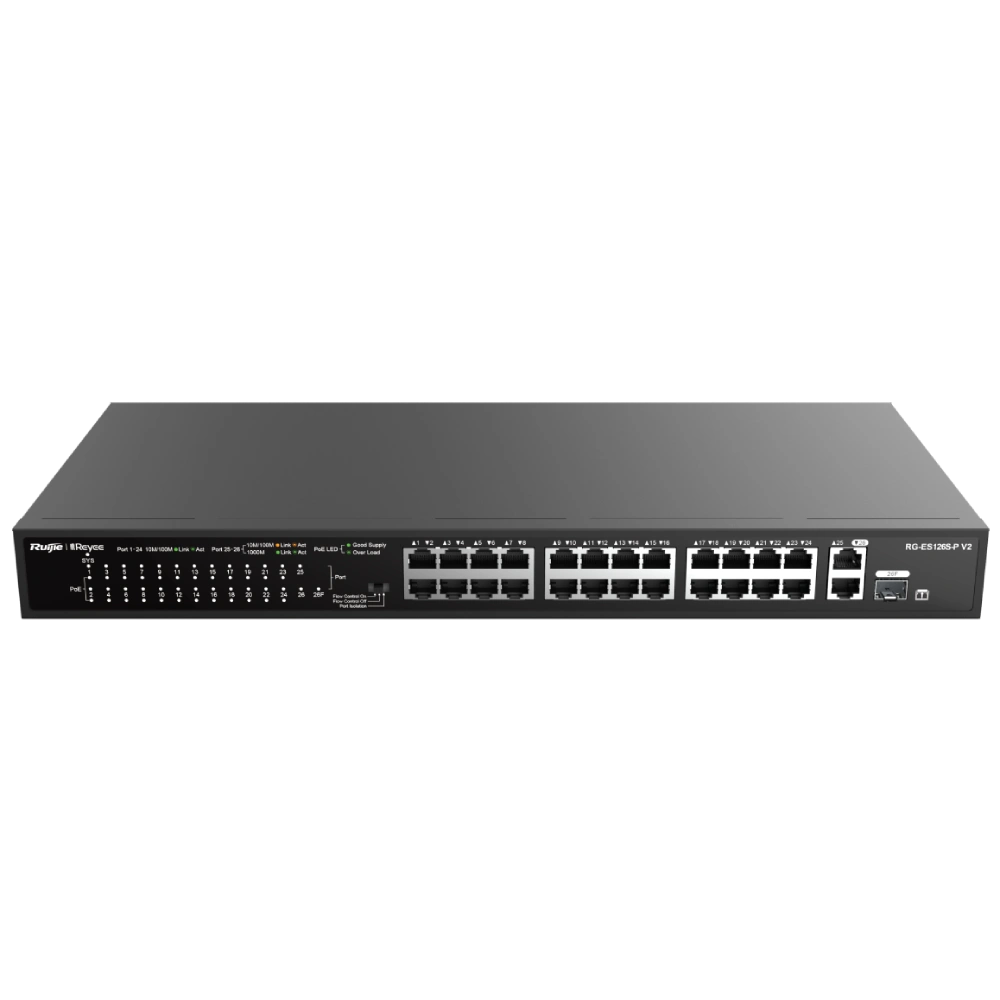 Комутатор 24 порти некерований Ruijie Reyee RG-ES126S-P V2 PoE Комутатор 24 порти некерований Ruijie Reyee RG-ES126S-P V2 PoE