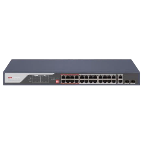 Комутатор 24 порти некерований Hikvision DS-3E0326P-E(C) PoE Комутатор 24 порти некерований Hikvision DS-3E0326P-E(C) PoE