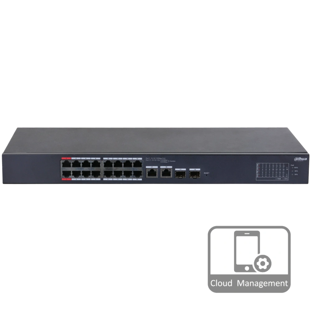 Коммутатор 16 портов управляемый Dahua DH-CS4218-16ET-190 PoE