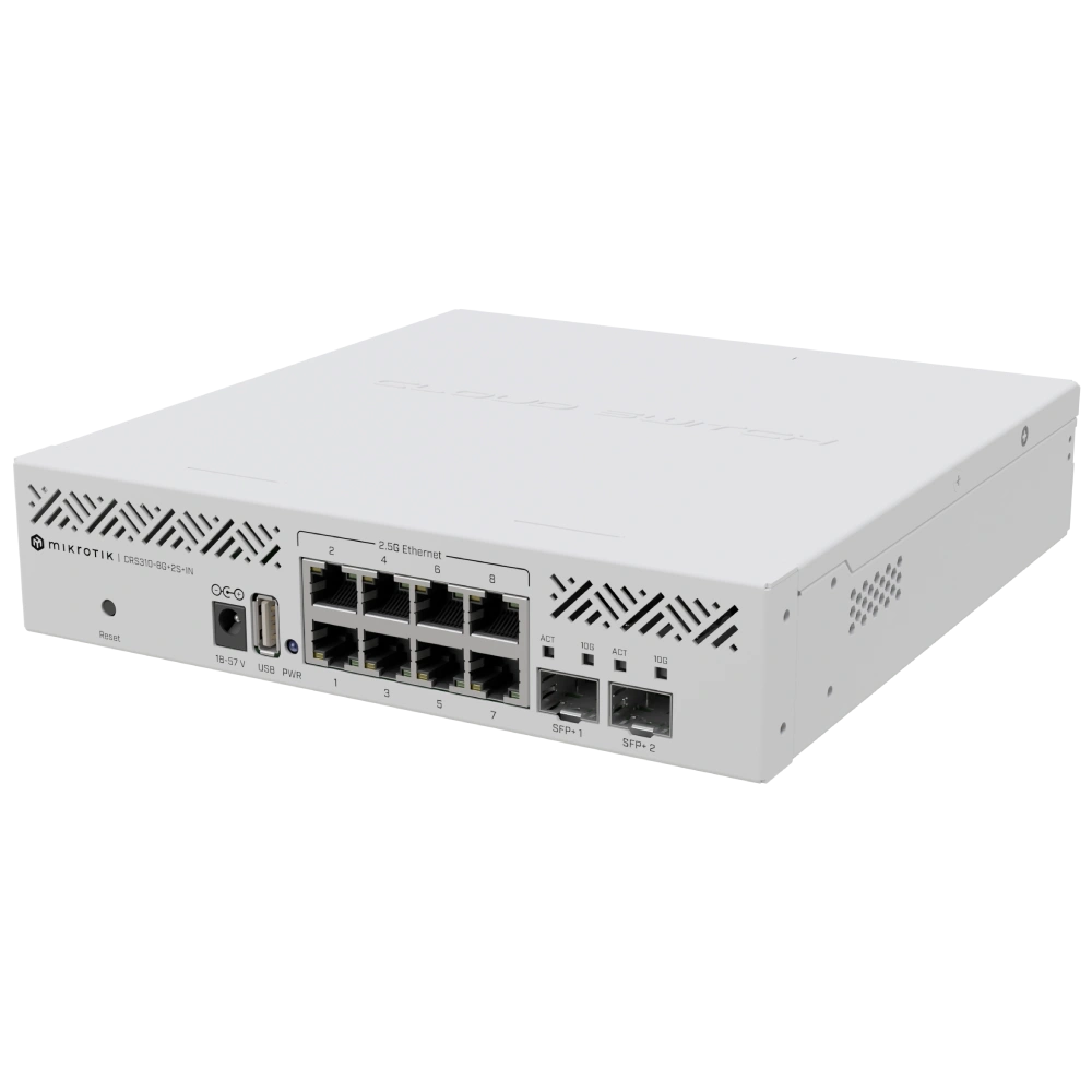 Коммутатор 8 портов управляемый MikroTik CRS310-8G+2S+IN Коммутатор 8 портов управляемый MikroTik CRS310-8G+2S+IN