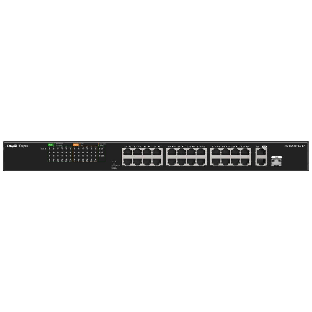 Коммутатор 26 портов неуправляемый Ruijie Reyee RG-ES126FGS-LP PoE Коммутатор 26 портов неуправляемый Ruijie Reyee RG-ES126FGS-LP PoE