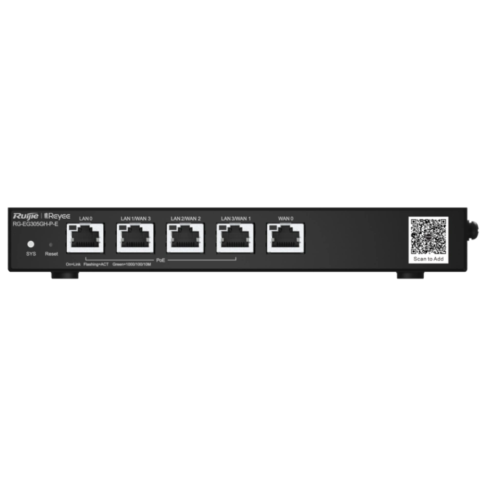 5-портовий маршрутизатор PoE з хмарним керуванням Ruijie Reyee RG-EG305GH-P-E 5-портовий маршрутизатор PoE з хмарним керуванням Ruijie Reyee RG-EG305GH-P-E