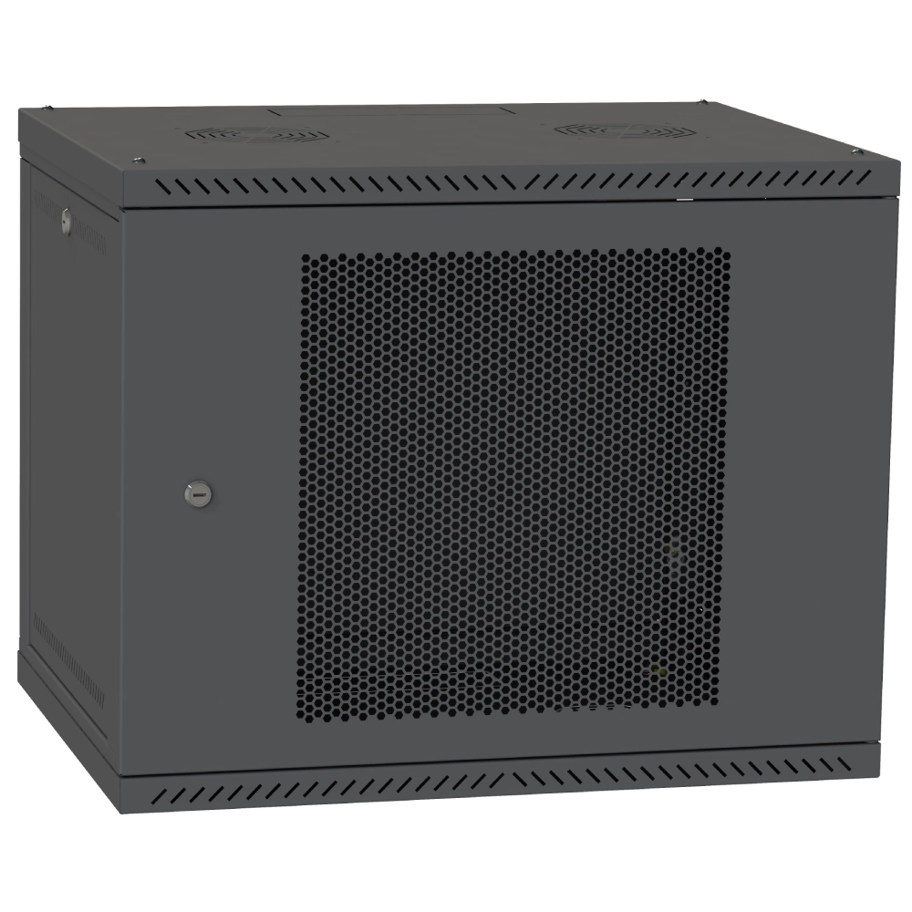 Шафа телекомунікаційна двері перф (чорна) IPCOM 9U 600x600 Шафа телекомунікаційна двері перф (чорна) IPCOM 9U 600x600