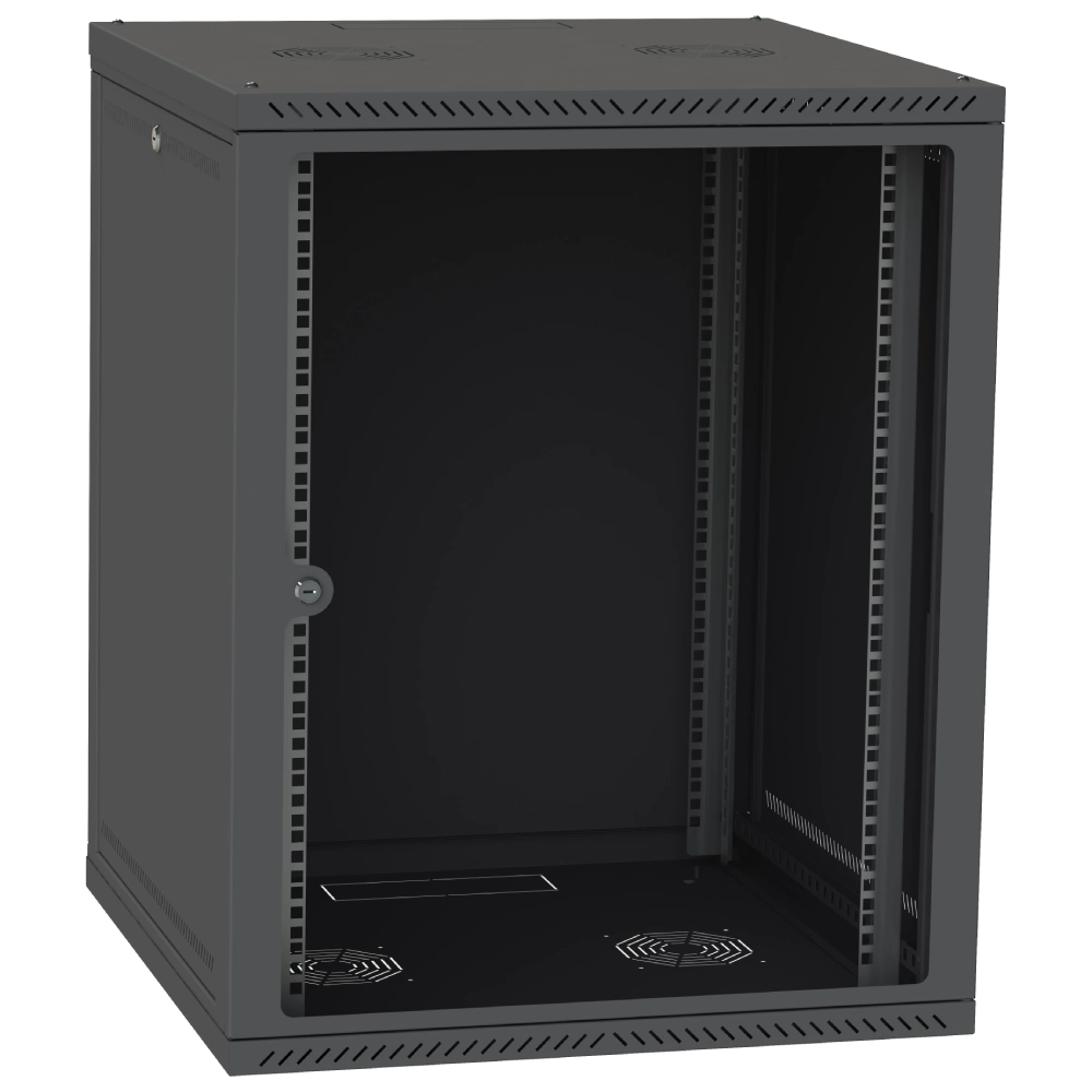 Шафа телекомунікаційна двері скло (чорна) IPCOM 15U 600x600 Шафа телекомунікаційна двері скло (чорна) IPCOM 15U 600x600
