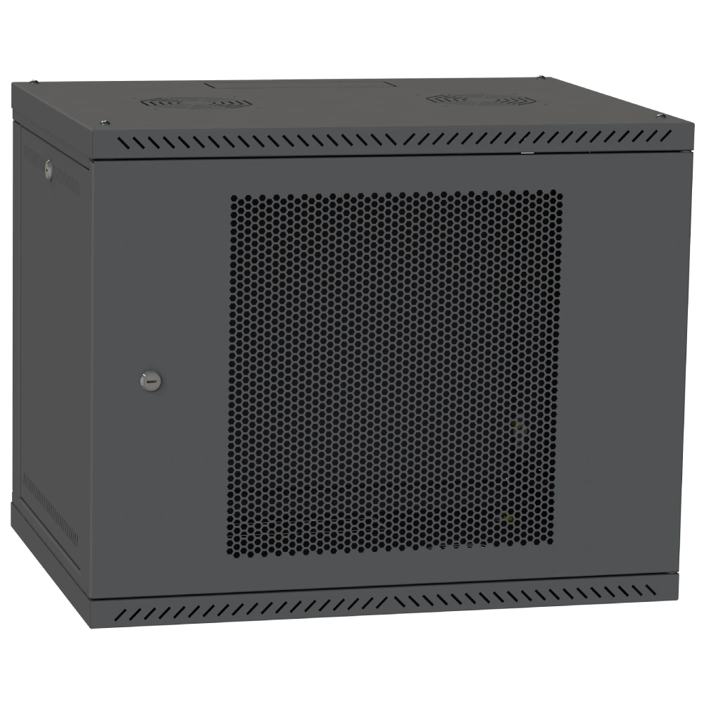 Шафа телекомунікаційна двері перф(чорна) IPCOM 12U 600x450 Шафа телекомунікаційна двері перф(чорна) IPCOM 12U 600x450