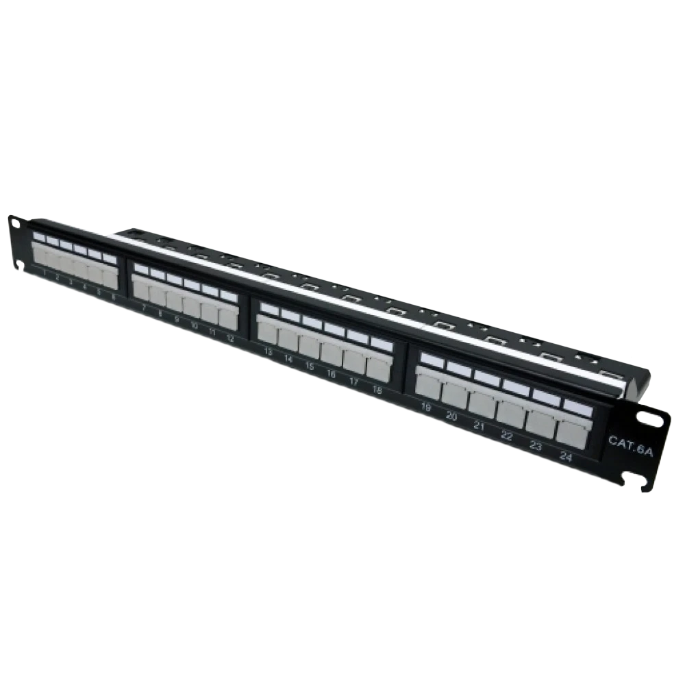 Патч-панель 19 24xRJ-45 UTP, кат. 6a, із заднім організатором з пластиковими шторками, LW LW ELECTRONICAL LW-PP74 Патч-панель 19 24xRJ-45 UTP, кат. 6a, із заднім організатором з пластиковими шторками, LW LW ELECTRONICAL LW-PP74
