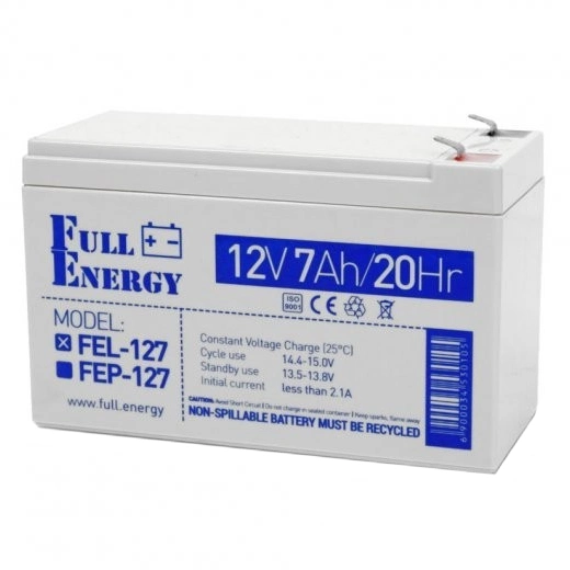 Свинцово-кислотная аккумуляторная батарея Full Energy FEL-127 7А•ч 12В гелевая Свинцово-кислотная аккумуляторная батарея Full Energy FEL-127 7А•ч 12В гелевая