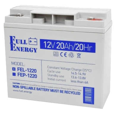 Свинцово-кислотная аккумуляторная батарея Full Energy FEL-1220 20А•ч 12В гелевая Свинцово-кислотная аккумуляторная батарея Full Energy FEL-1220 20А•ч 12В гелевая