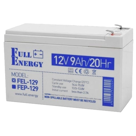 Свинцево-кислотна акумуляторна батарея Full Energy FEL-129 9А•ч 12В гелевая Свинцево-кислотна акумуляторна батарея Full Energy FEL-129 9А•ч 12В гелевая