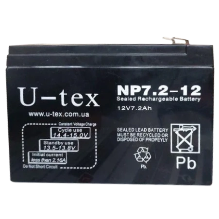 Акумулятор U-tex 12В / 7,2 Ah Акумулятор U-tex 12В / 7,2 Ah