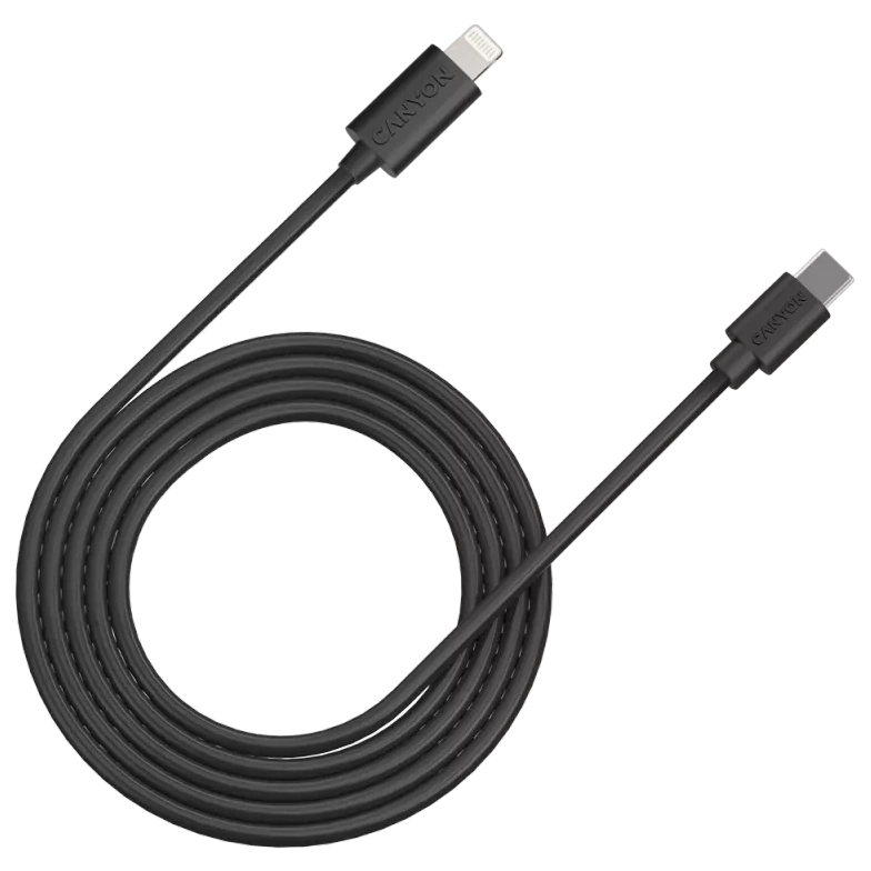 Кабель Canyon CFI12B black (Lightning - USB-C ) 2м 20Вт Кабель Canyon CFI12B black (Lightning - USB-C ) 2м 20Вт