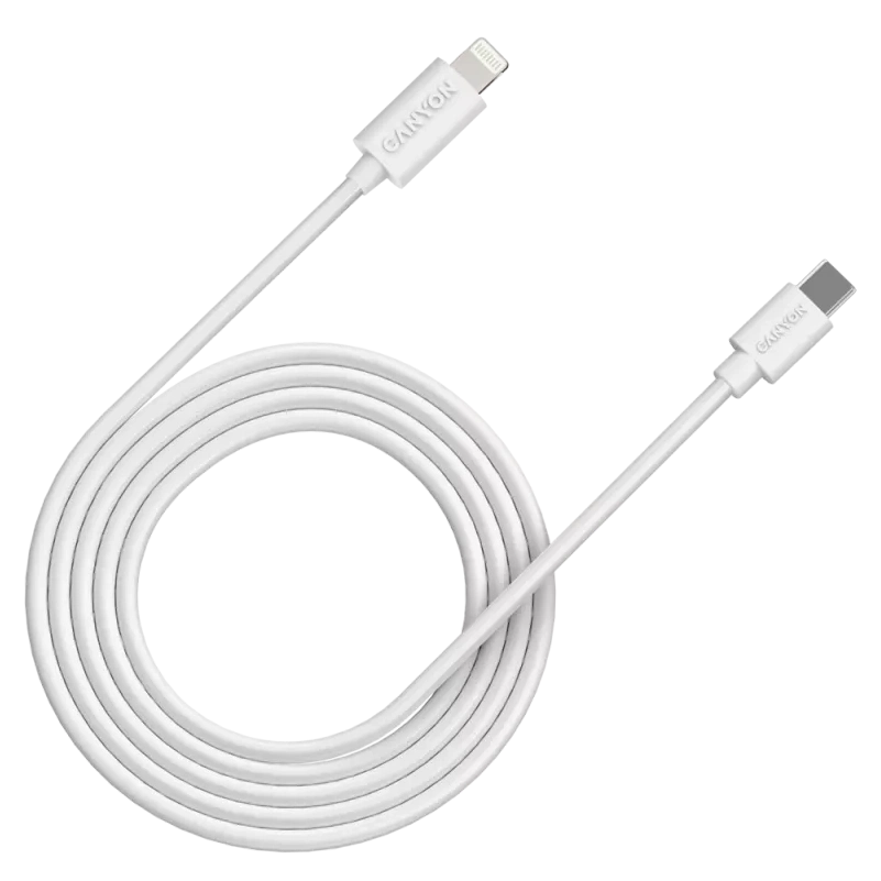 Кабель Canyon CFI12B white (Lightning - USB-C ) 2м 20Вт Кабель Canyon CFI12B white (Lightning - USB-C ) 2м 20Вт