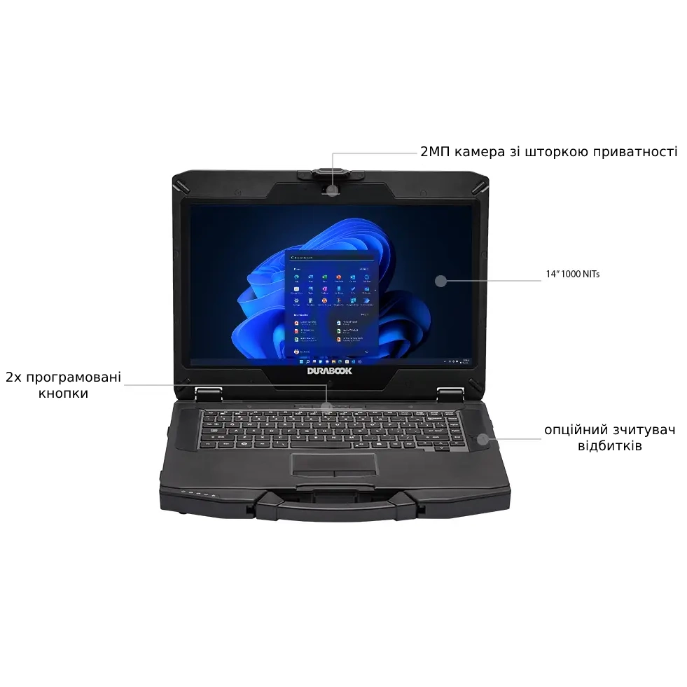Ноутбук Durabook S14I 14FHD AG/Intel i5-1135G7/8/256F/int/W10P Ноутбук Durabook S14I 14FHD AG/Intel i5-1135G7/8/256F/int/W10P