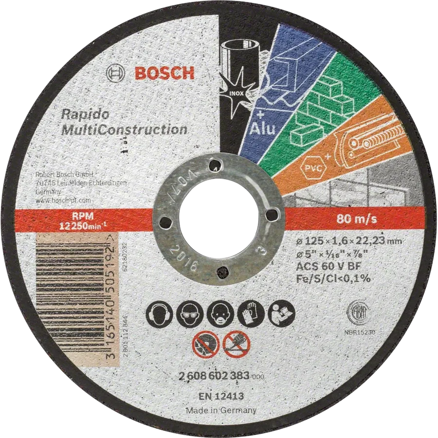 Відрізний круг для металу Bosch Multi Construction Rapido 125x1.6x22.2 Відрізний круг для металу Bosch Multi Construction Rapido 125x1.6x22.2
