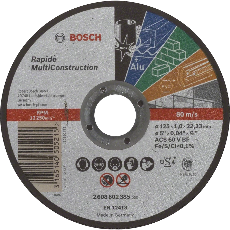 Відрізний круг по металу Bosch Multi Construction Rapido 125x1.0x22.2 Відрізний круг по металу Bosch Multi Construction Rapido 125x1.0x22.2