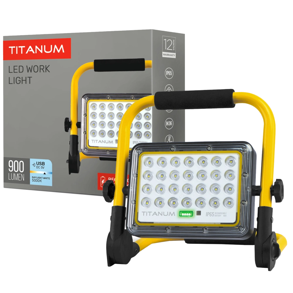 LED прожектор акумуляторний IP65 20W 900Lm 5000K TITANUM TL-FA-105
