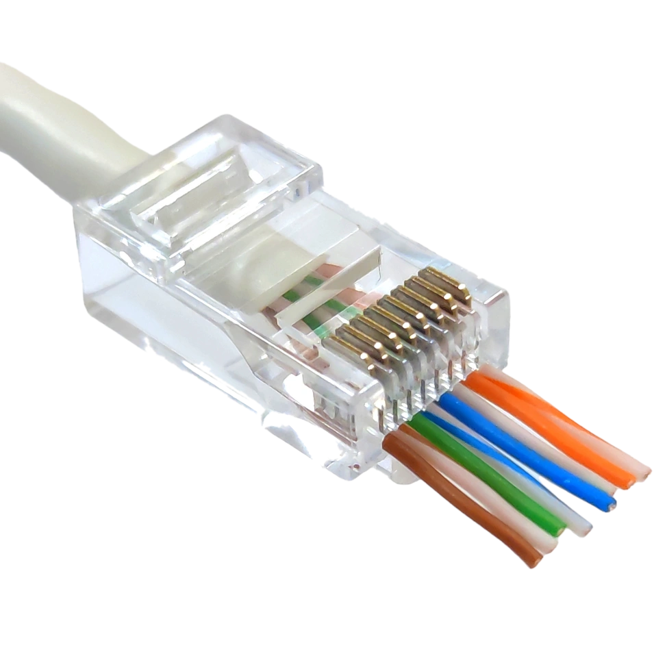 Коннектор со сквозными отверстиями Kingda UTP RJ45 кат. 6 (100шт.) Коннектор со сквозными отверстиями Kingda UTP RJ45 кат. 6 (100шт.)