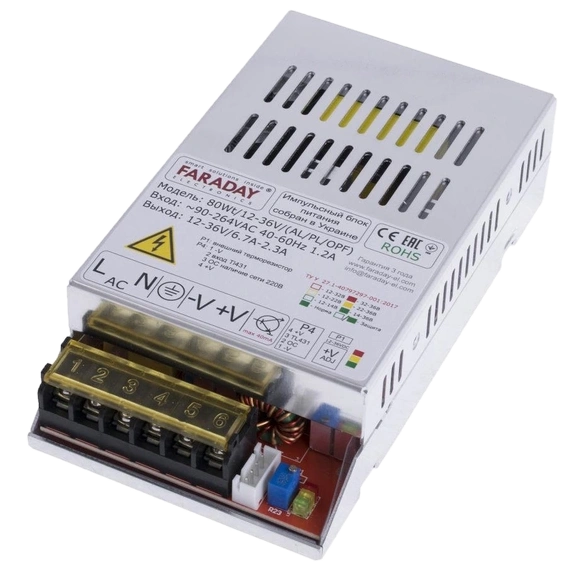 Блок живлення Faraday Electronics 80Wt/12-36V/ALU 11.8-37.5В 6.7-2.7А Блок живлення Faraday Electronics 80Wt/12-36V/ALU 11.8-37.5В 6.7-2.7А