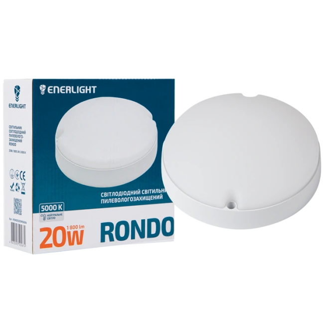 Світильник світлодіодний 20Вт 5000К IP65 ENERLIGHT RONDO Світильник світлодіодний 20Вт 5000К IP65 ENERLIGHT RONDO