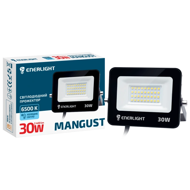 Прожектор світлодіодний 30Вт 6500K ENERLIGHT MANGUST Прожектор світлодіодний 30Вт 6500K ENERLIGHT MANGUST