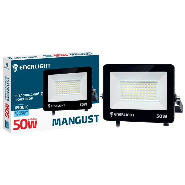 Прожектор світлодіодний 50Вт 6500K ENERLIGHT MANGUST Прожектор світлодіодний 50Вт 6500K ENERLIGHT MANGUST