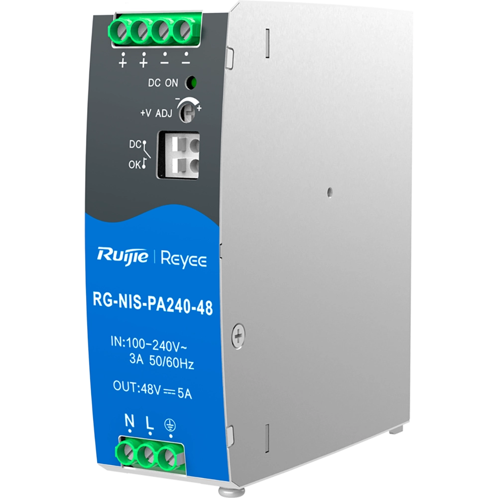 Джерело живлення AC/DC 240 Вт на DIN-рейку Ruijie RG-NIS-PA240-48 Джерело живлення AC/DC 240 Вт на DIN-рейку Ruijie RG-NIS-PA240-48